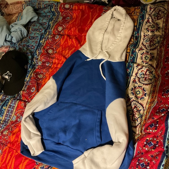 Blue and white contrast baggy hoodie - Picture 1 of 2